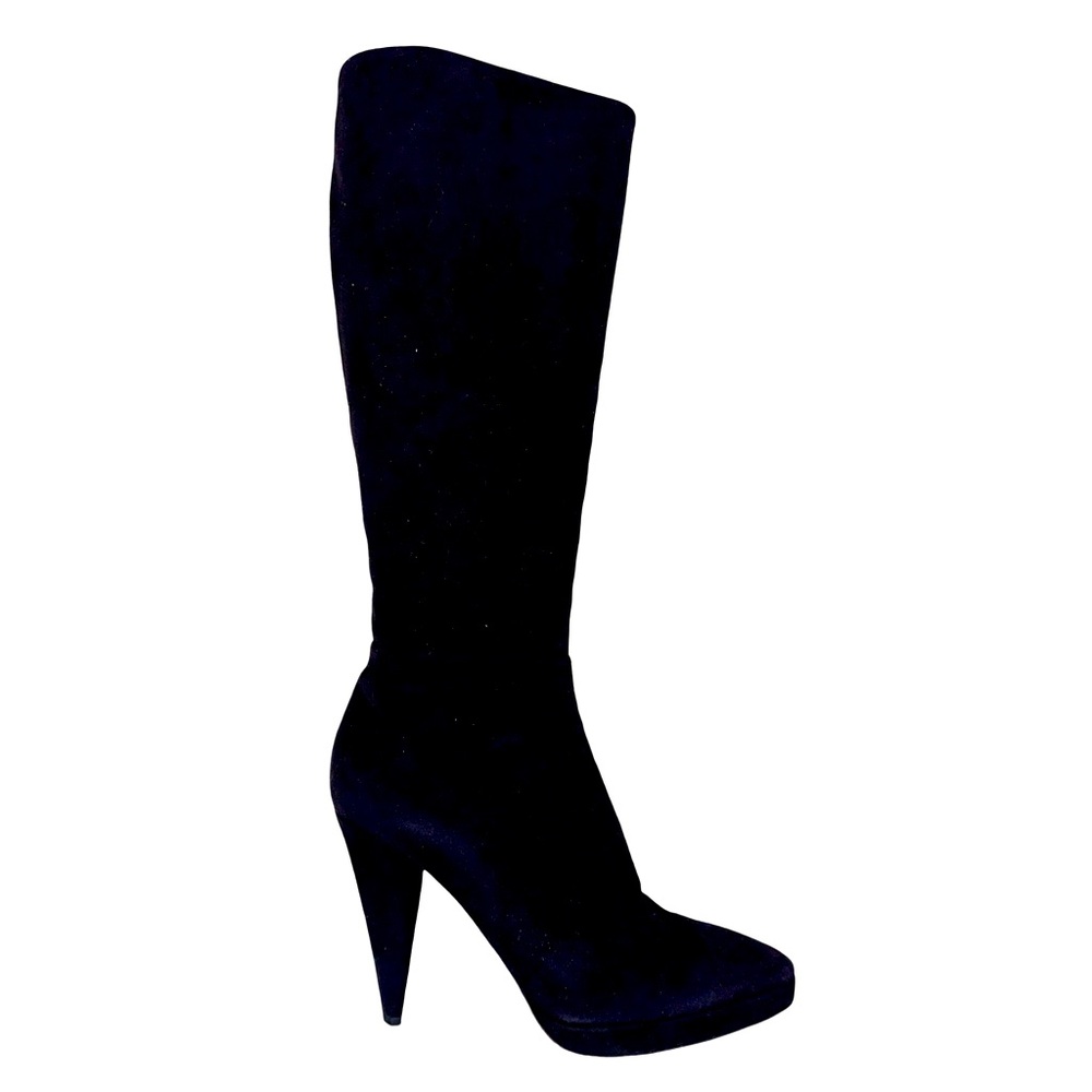 PRADA HIGH HEEL BOOTS IN BLACK SUEDE